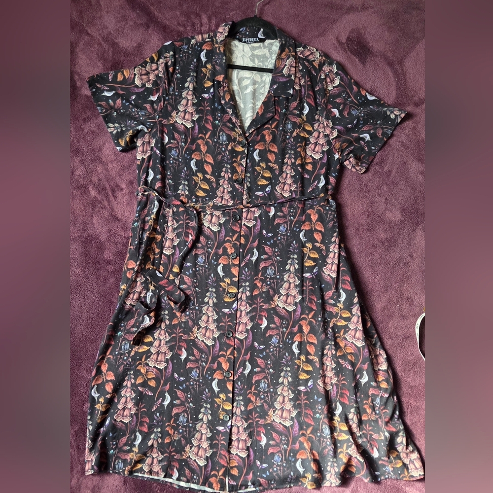 Disturbia Foxglove Midi Shirt Dress